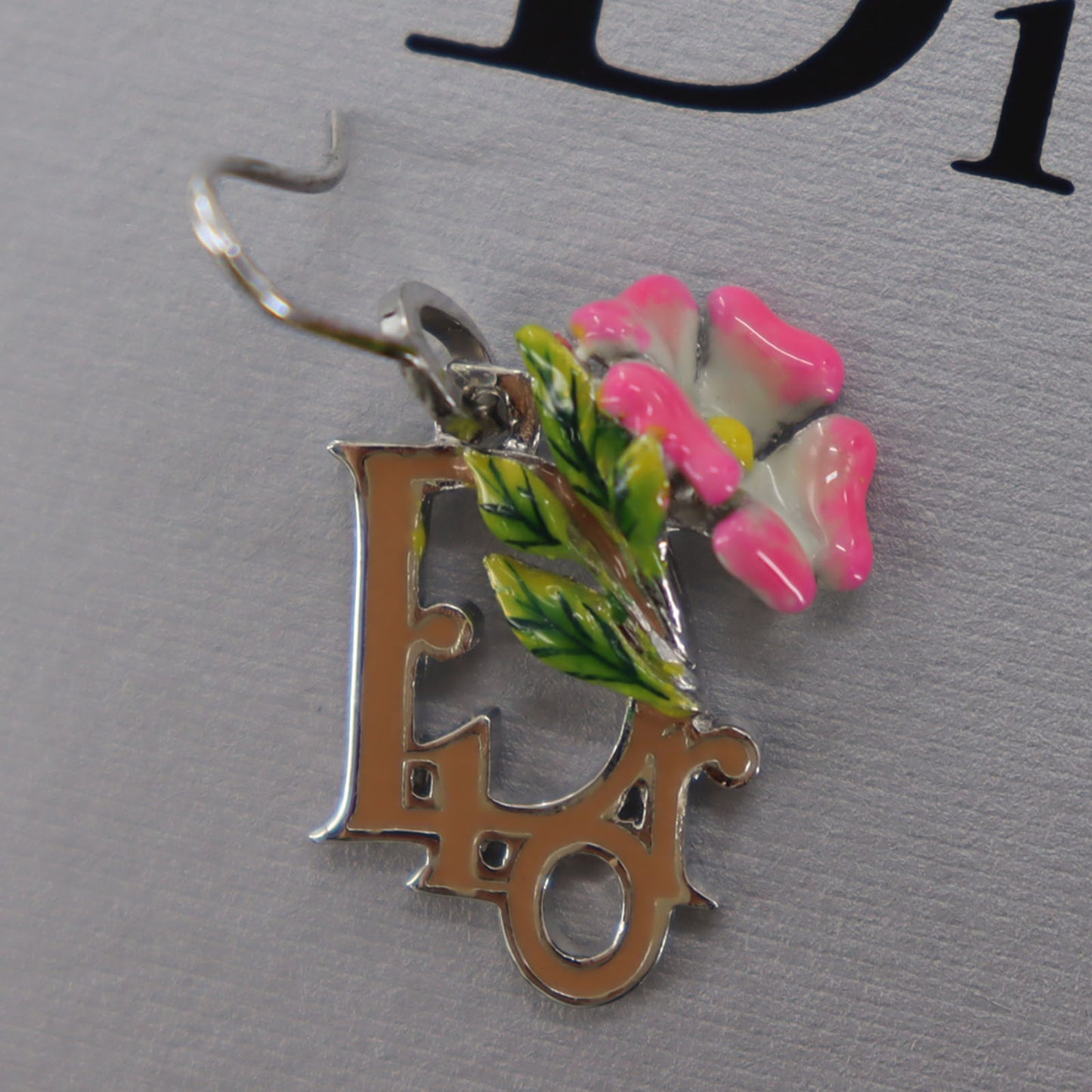 Christian Dior Logos Flower Motif Piercing Silver Plated  #BT988