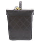 CHANEL Bicolore Handbag Vanity Black Lambskin Leather #AH589