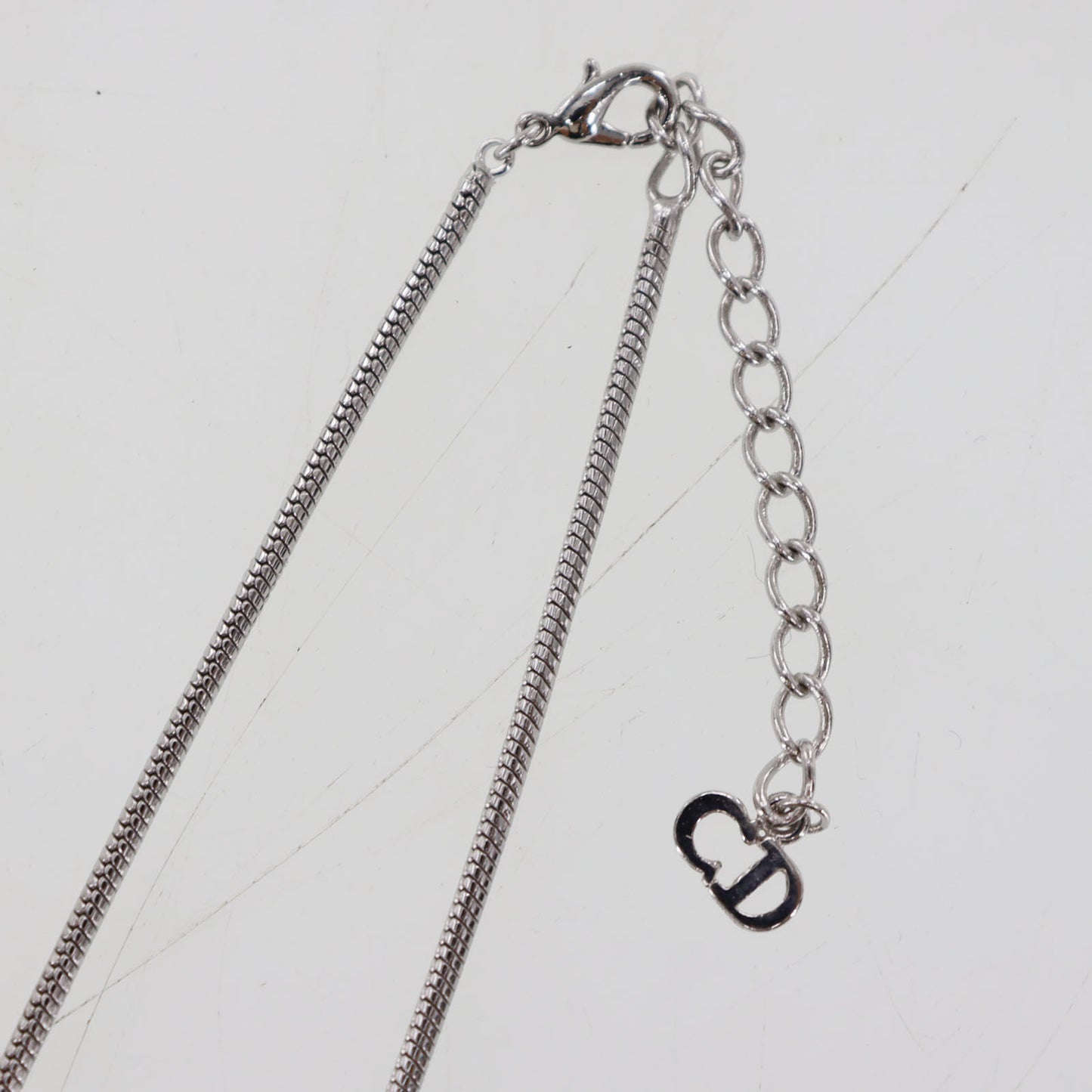 Christian Dior Logo Chain Necklace Silver #CW216