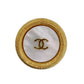 CHANEL CC Logos Circle Earrings Gold White Clip-On 95 P #CJ419