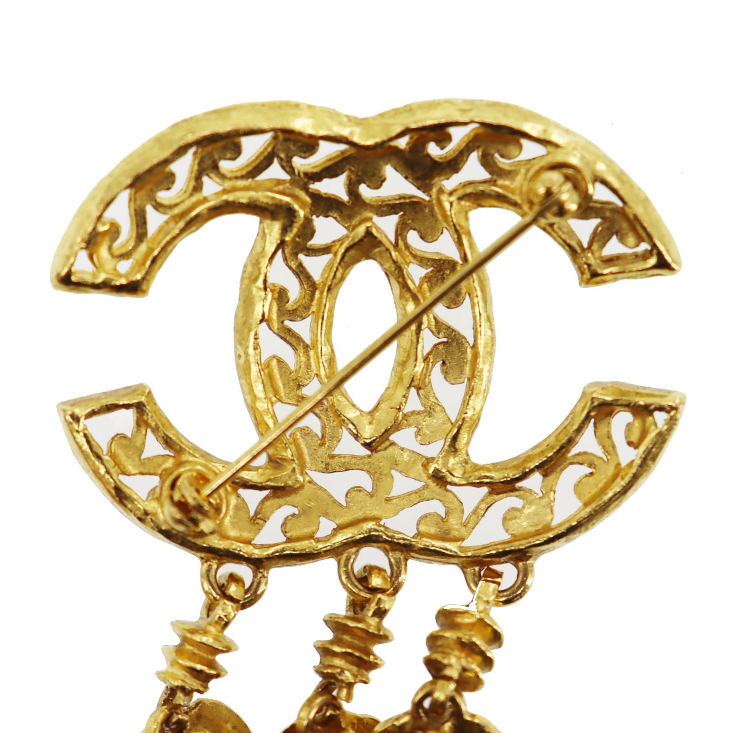 CHANEL CC Logos Pin Brooch Gold Plated 95 A #BX528