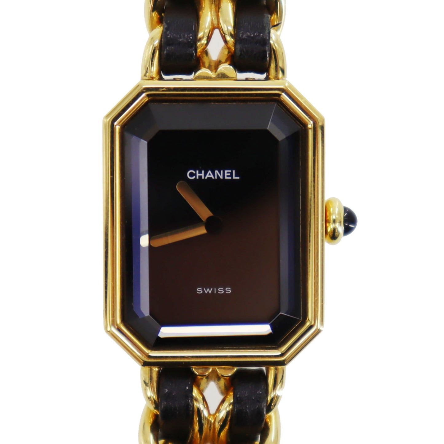 CHANEL Premiere Discontinued Wristwatches XL Gold Black Quartz #CN90