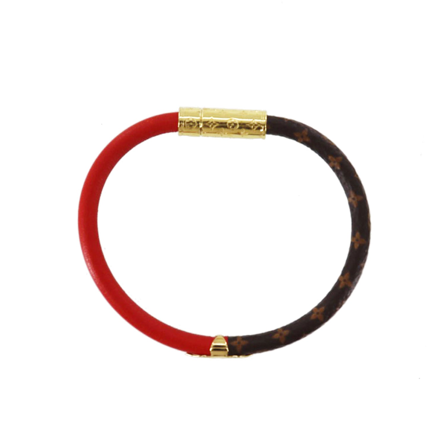 LOUIS VUITTON LV Bracelet Used Monogram Brown Red M6433E #DA827