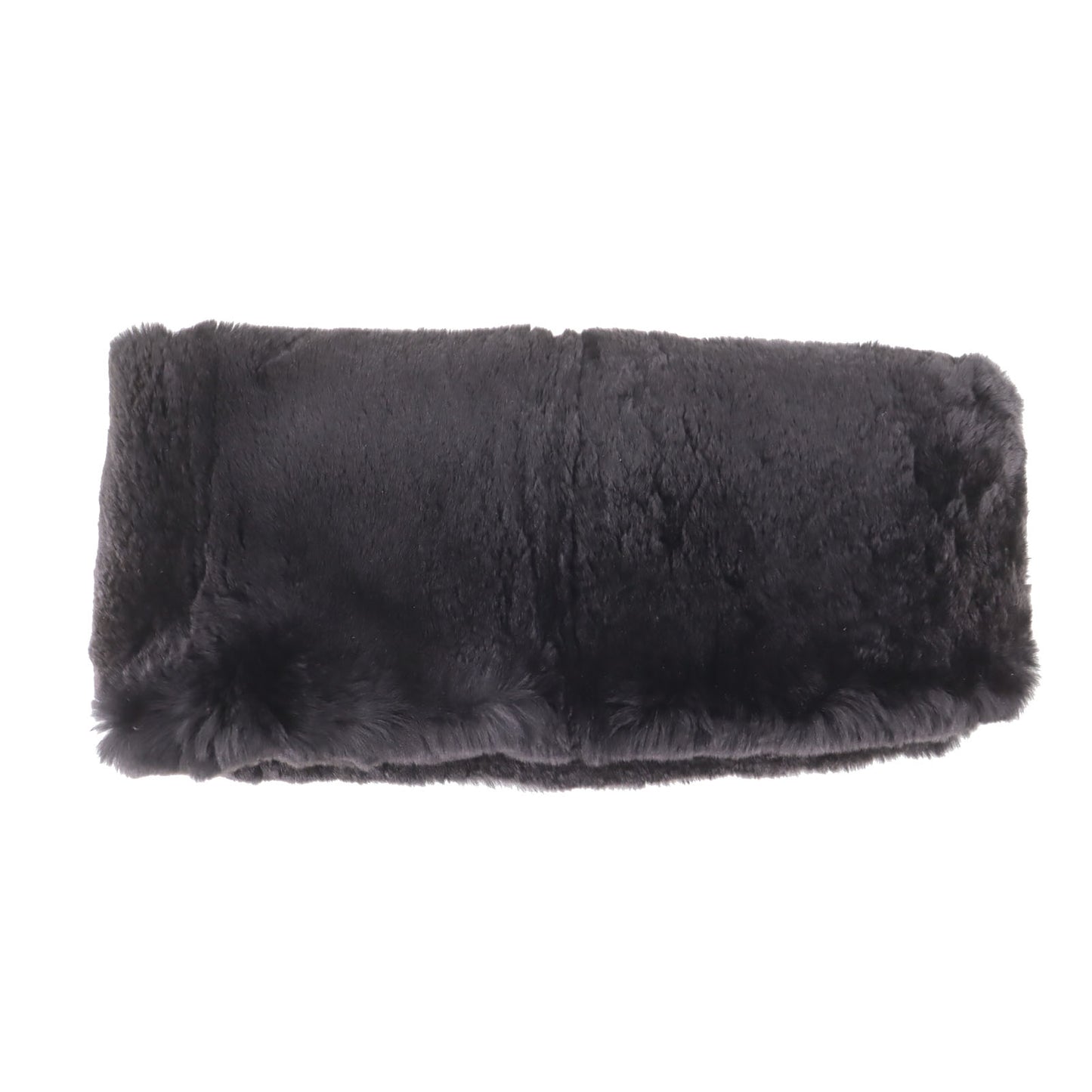 CHANEL CC Logos Fur Scarf Muffler Neck warmer 100% Rabbit Black #CN565