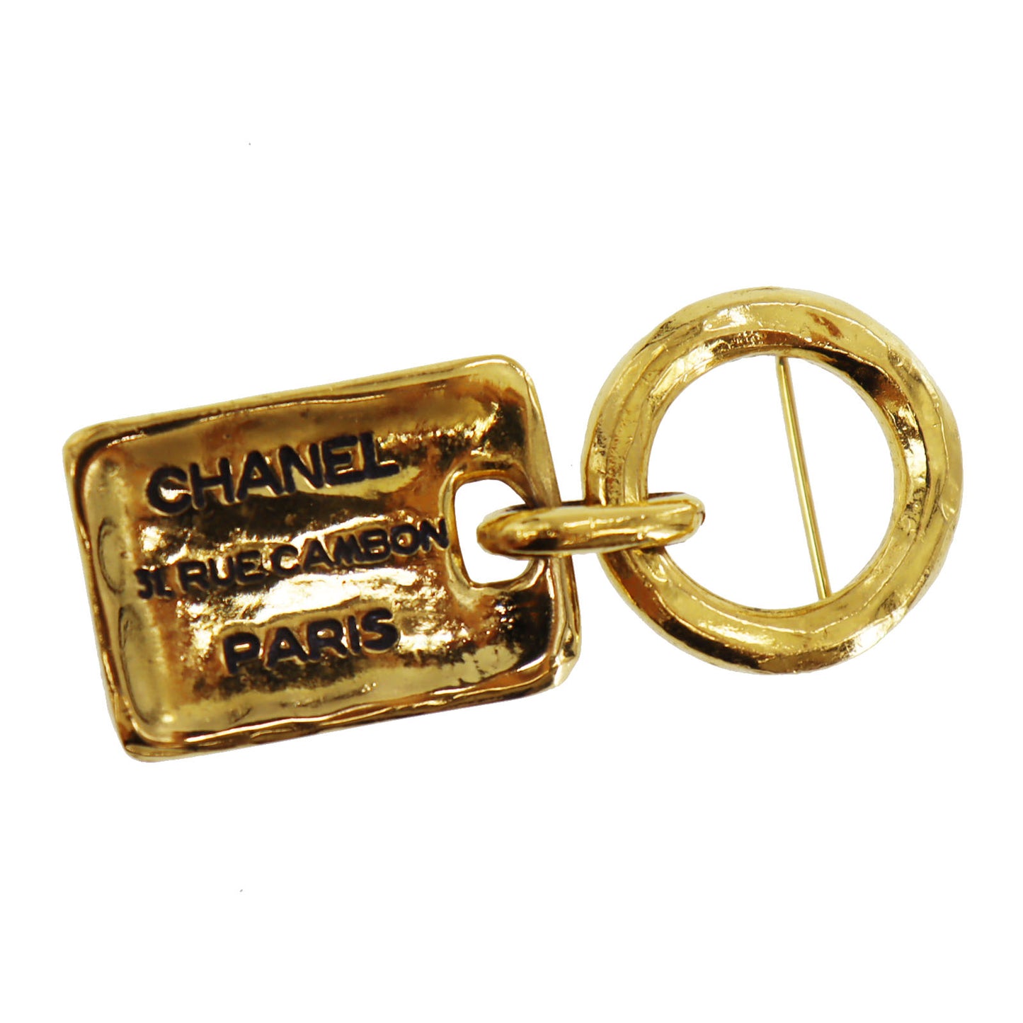 CHANEL Round Plate Pin Brooch Gold Plated 1133 #CJ871