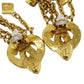 CHANEL CC Logos Charm Earrings Gold Clip-On 97P #AH132