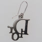 Christian Dior Logos Rhinestones Hook Pierced Earrings Silver Plated #EH4