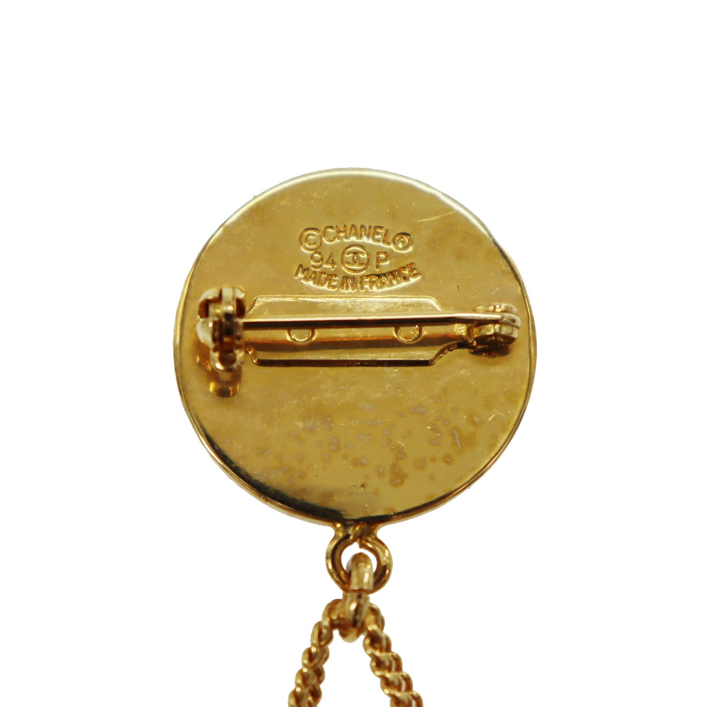 CHANEL Medallion Swing Bag Pin Brooch Gold Plated 94 P #CM14