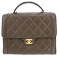 CHANEL CC Handbag Brown Caviar Skin Leather #BN811