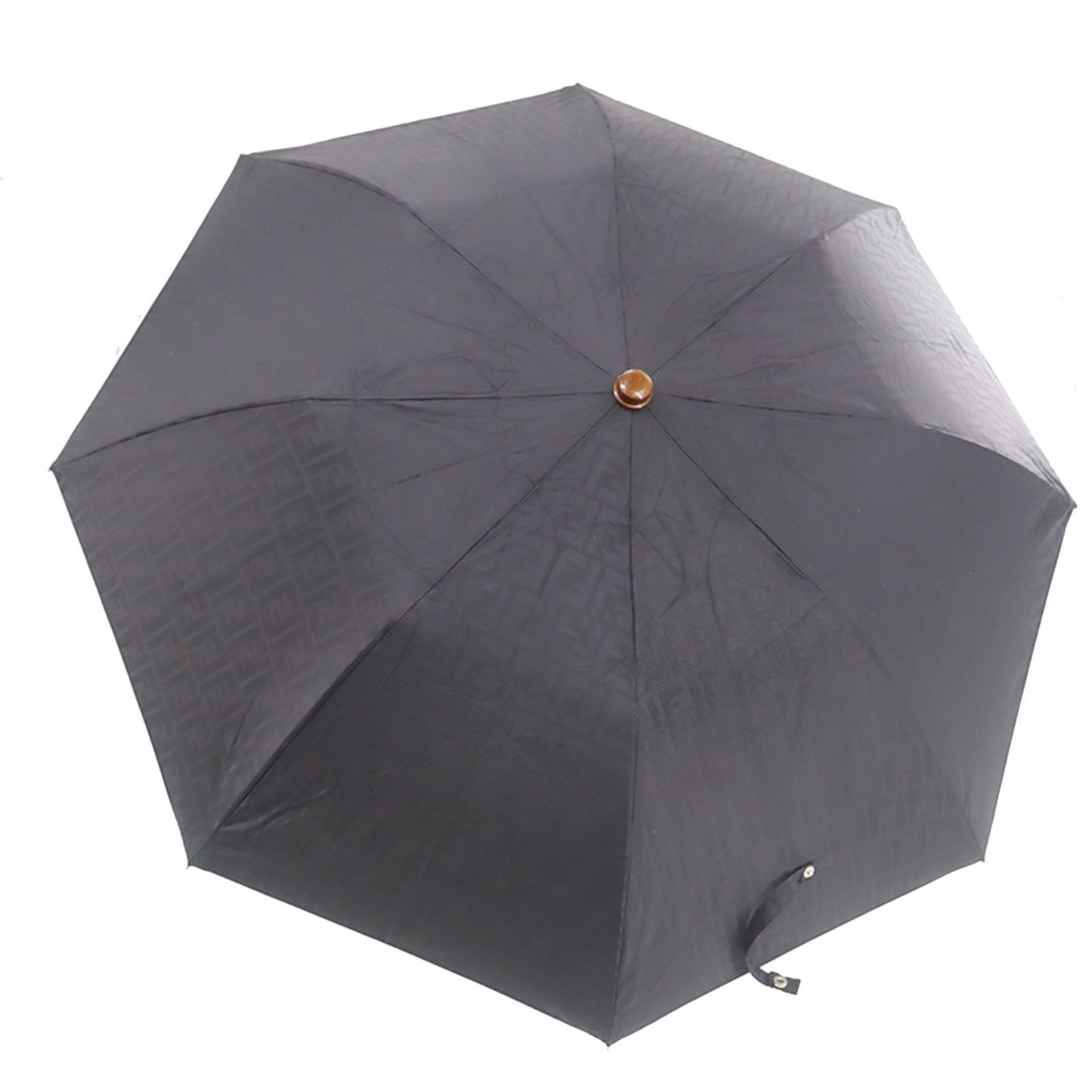 FENDI Zucca Folding Umbrella Black Polyester #EA475