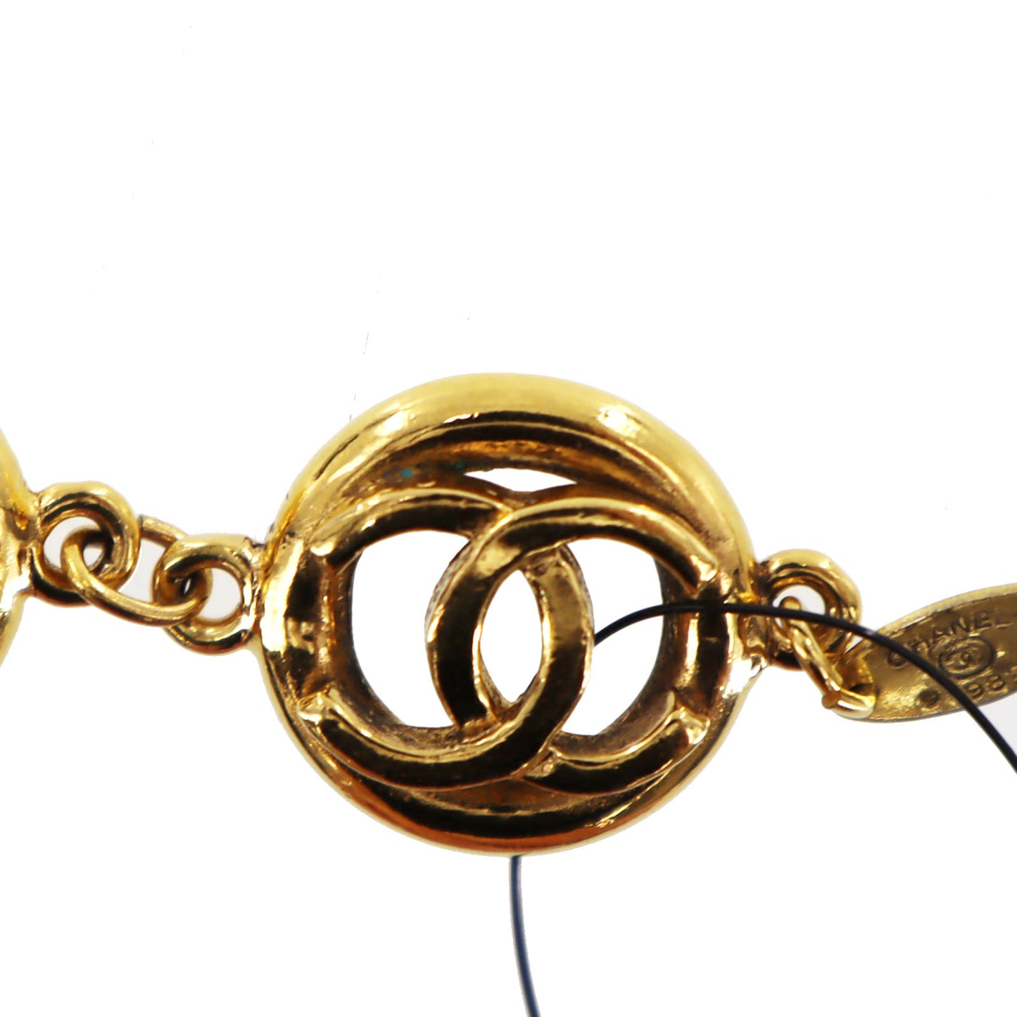 CHANEL CC Logos Circle Bracelet Gold Plated 1983 #AH699