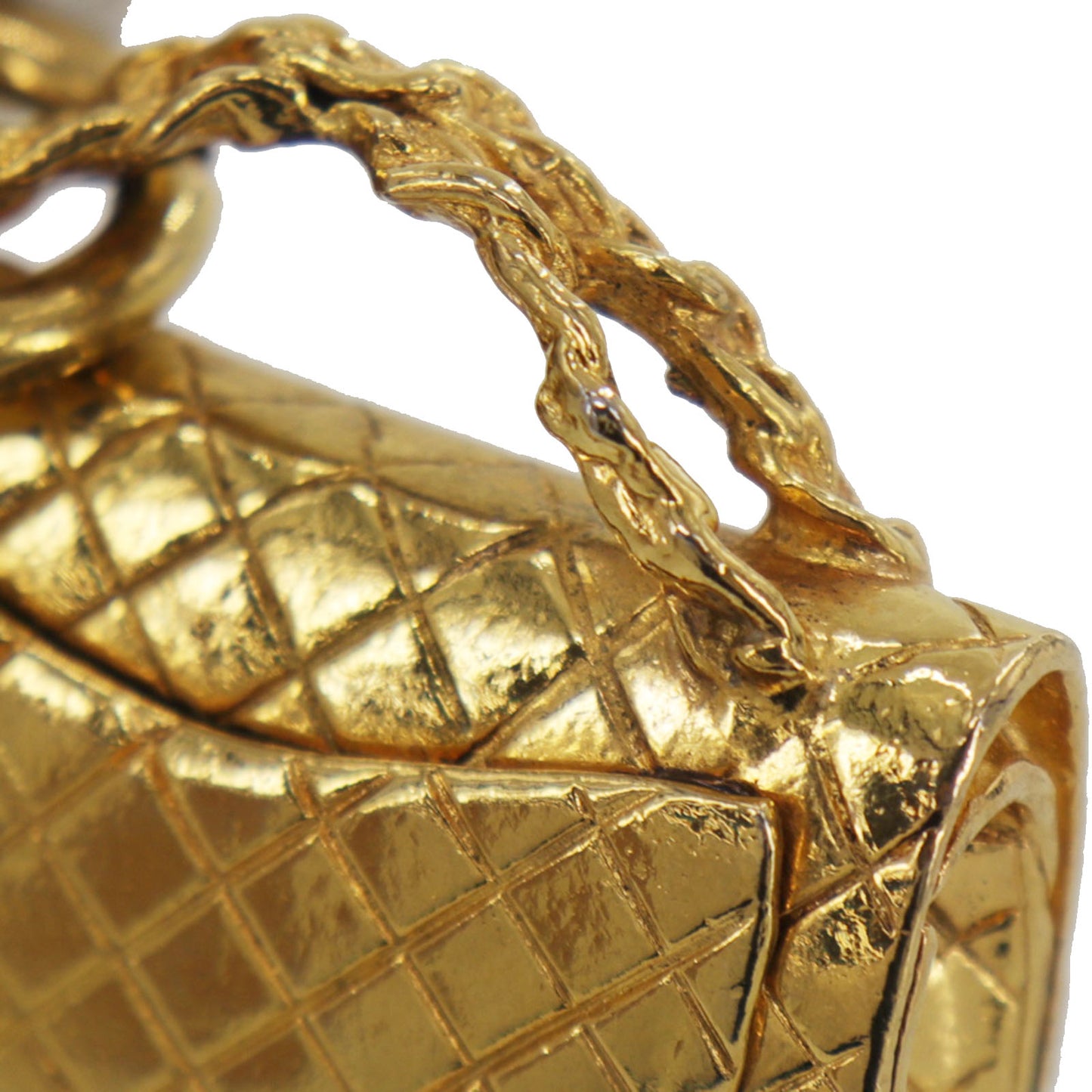 CHANEL Matelasse Bag Chain Long Necklace Gold #CW639