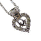 Christian Dior Heart Rhinestone Chain Necklace Silver #CS544