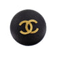 CHANEL Logos Earrings Black Gold Clip-On 93A #BZ804