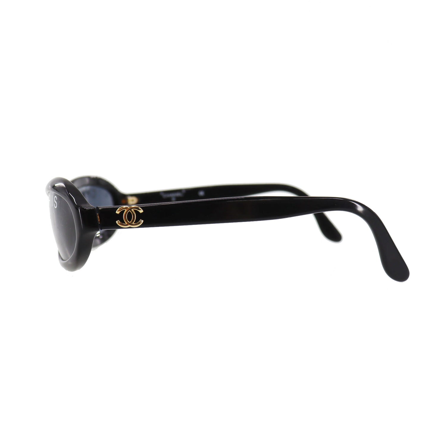 CHANEL CC Logos Sunglasses Plastic Black Eye Wear #CS692