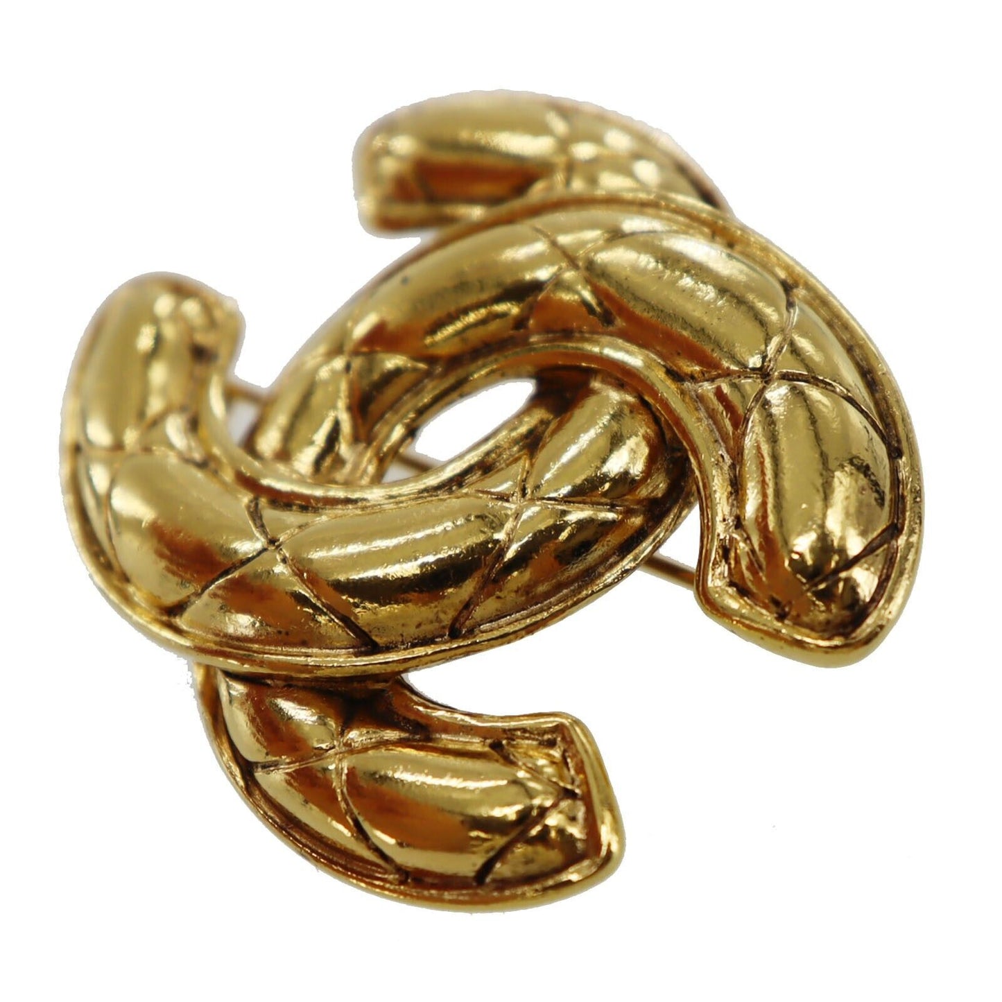 CHANEL CC Logos Pin Brooch Gold Plated Frnce #AH131