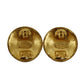 CHANEL CC Logos Circle Earrings 96 A Clip-On Gold #AG194