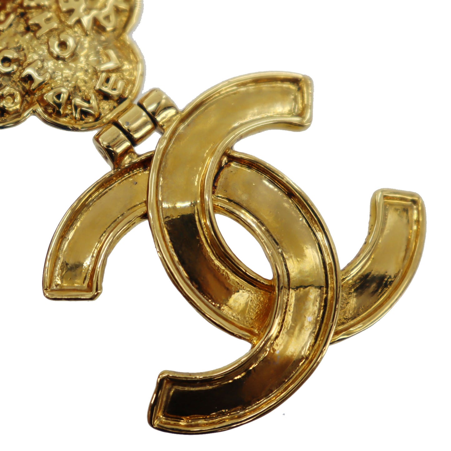 CHANEL Logo Chain Necklace Gold 95 A #AG836