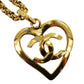 CHANEL CC Logos Heart Gold Plated Chain Necklace #CE734