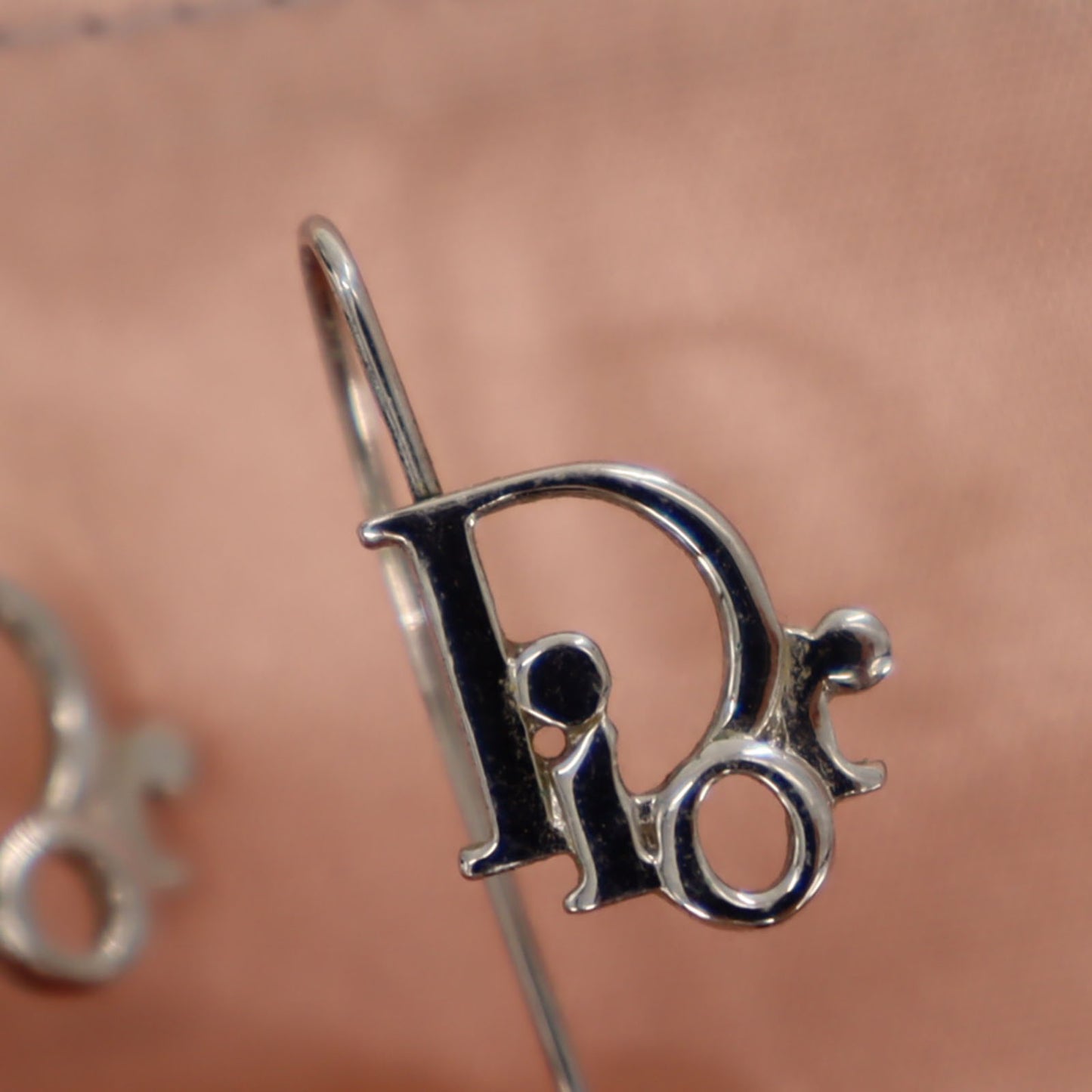 Dior Logos Piercing Hook Earrings Silver #CB310