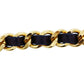 CHANEL CC Logos Chain Waist Belt Gold Navy Leather #BT761