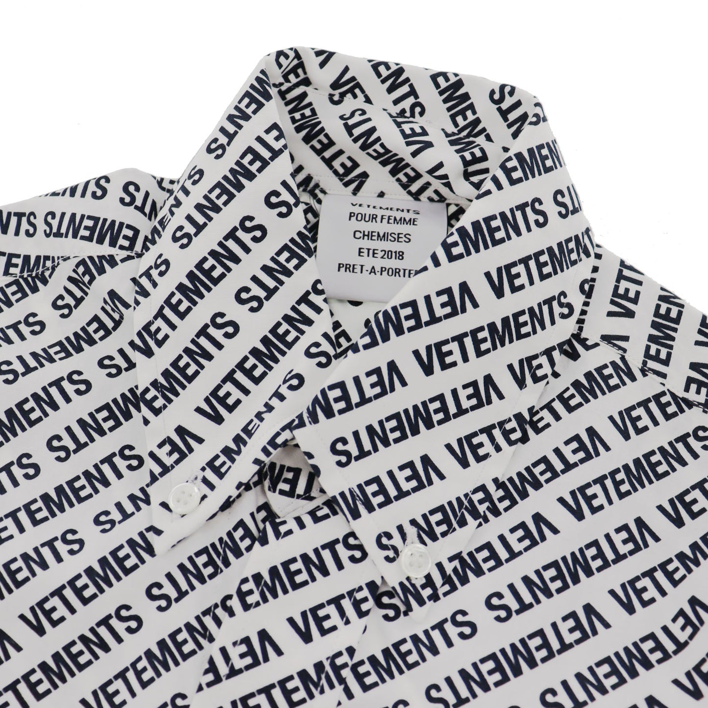 VETEMENTS Logos Long Sleeve Shirt Button Down Size S #AG966