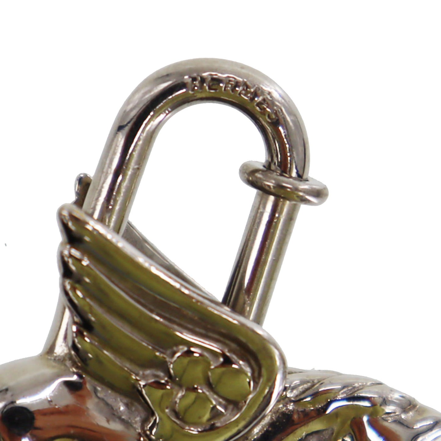 HERMÈS Pegasus Motif Top Charm Cadena Padlock Silver #CR159