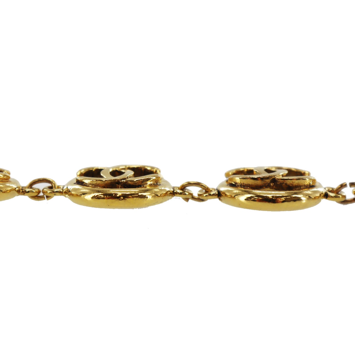 CHANEL CC Logos Circle Bracelet Gold Plated 1983 #AH699