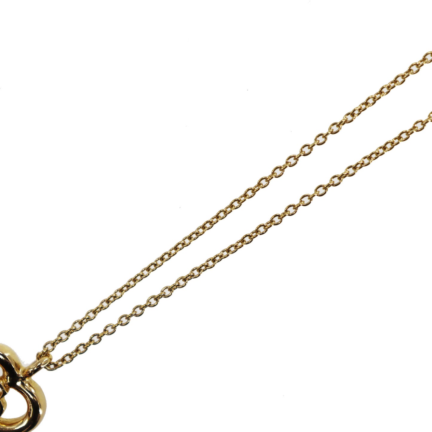 Christian Dior CD Logo Chain Heart Necklace Gold-Plated #CB75