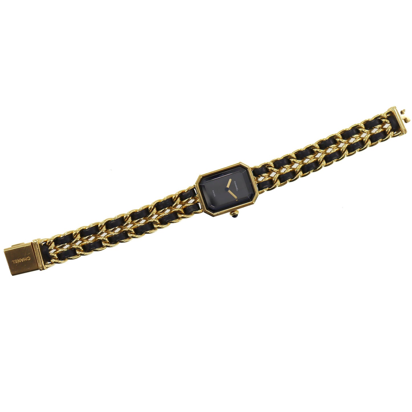 CHANEL Premiere Discontinued Wristwatches XL Gold Black Quartz #BS786