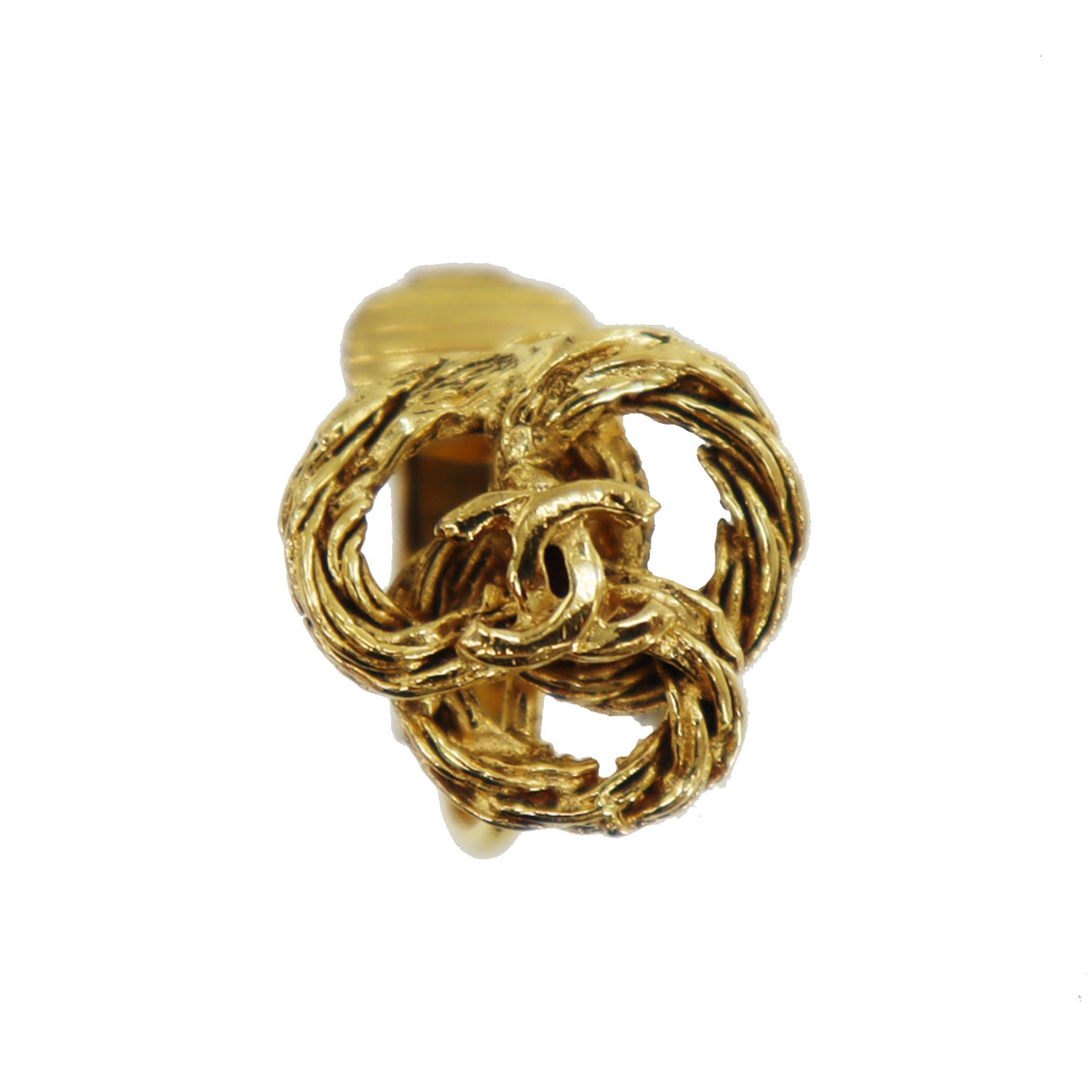 CHANEL CC Logos Earrings Gold Clip-On #CG516