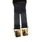 CHANEL Logo Suspender Black Sewing Elastic Leather #CJ416