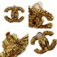 CHANEL CC Logos Earrings Gold Clip-On Vintage 93A  #AG768