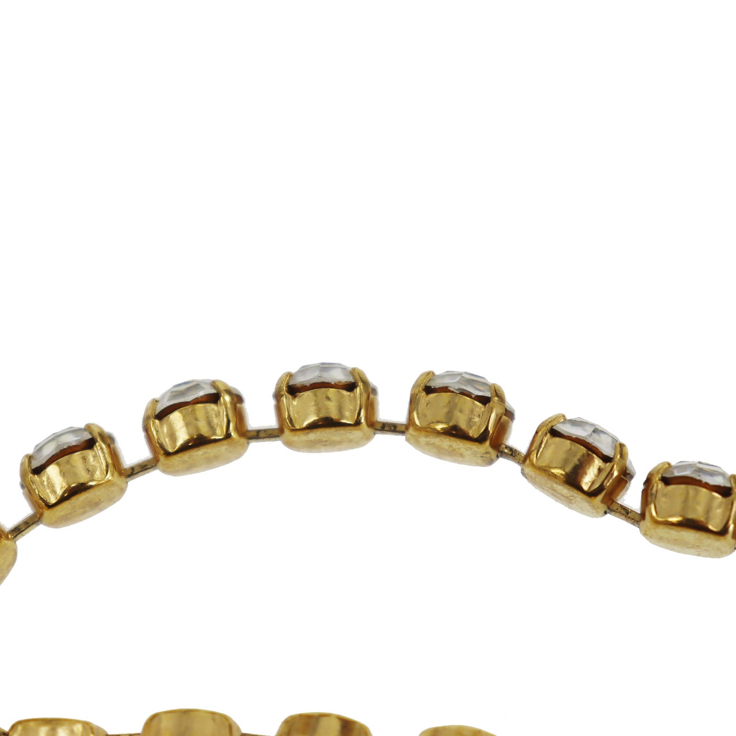 CHANEL CC Logos Rhinestone Belt Necklace Gold Plated 96P #CK417
