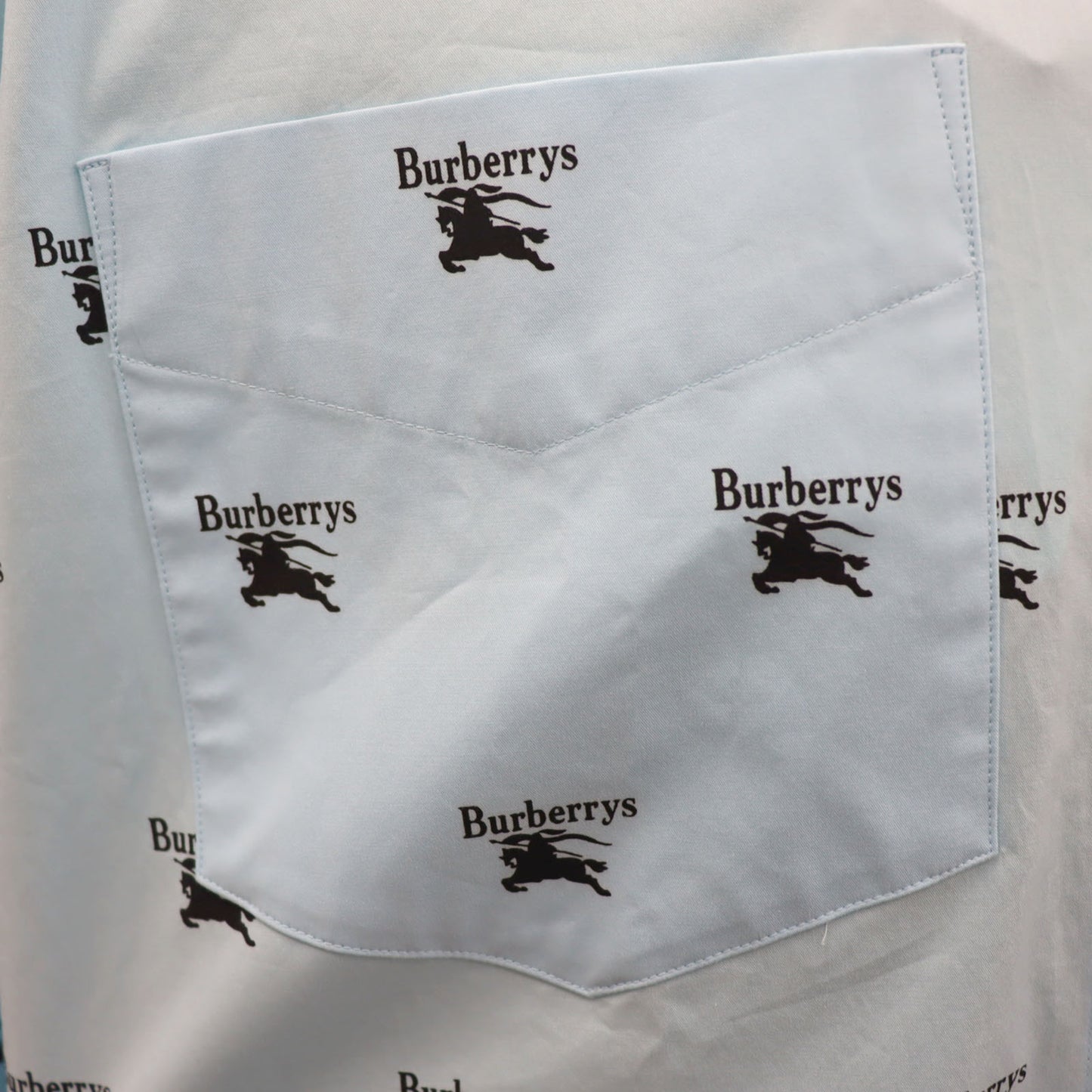 Burberry Logos Tops Shirt Light Blue Cotton Polyurethane #AG852