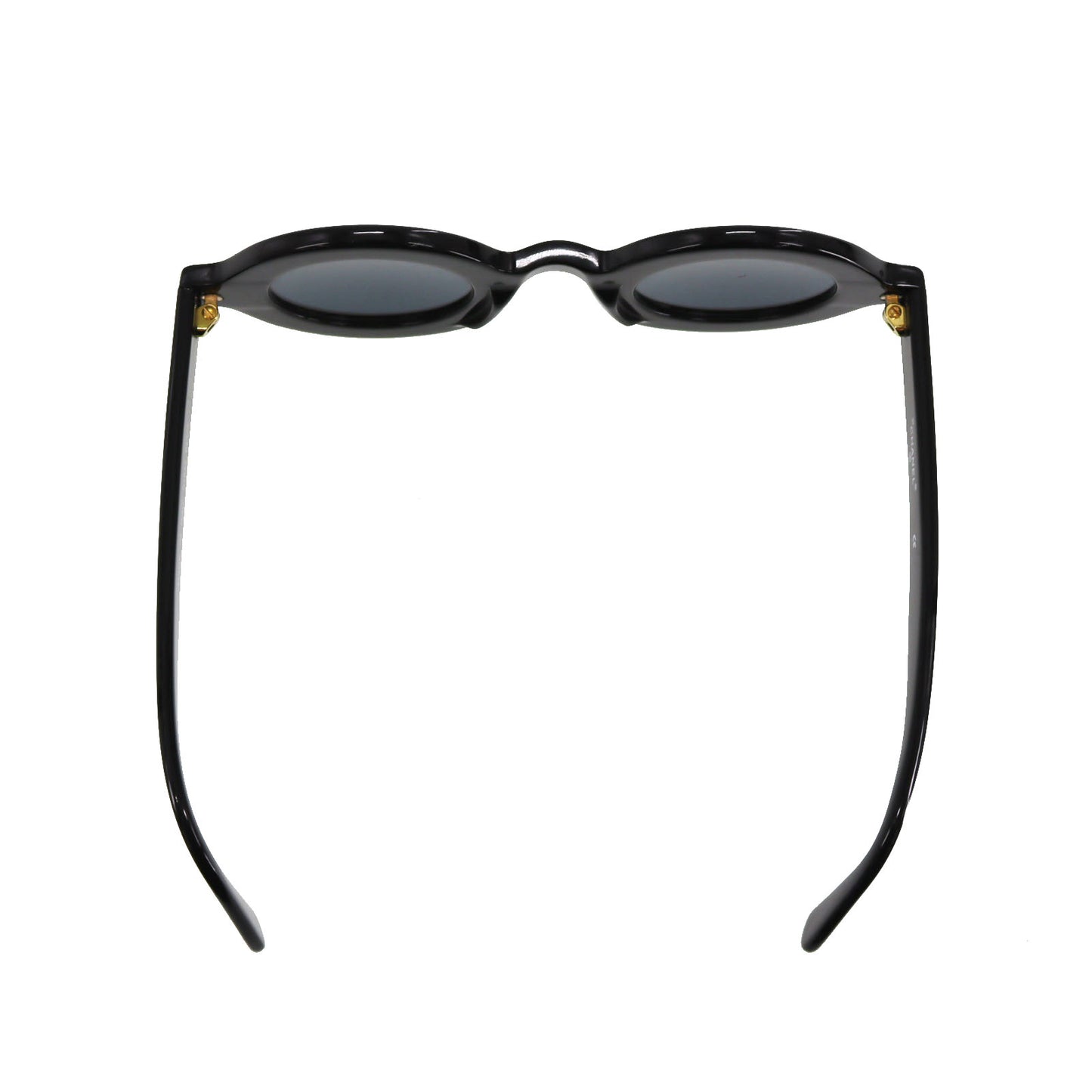 CHANEL Logos Sunglasses Black Round Eye Wear #CN540