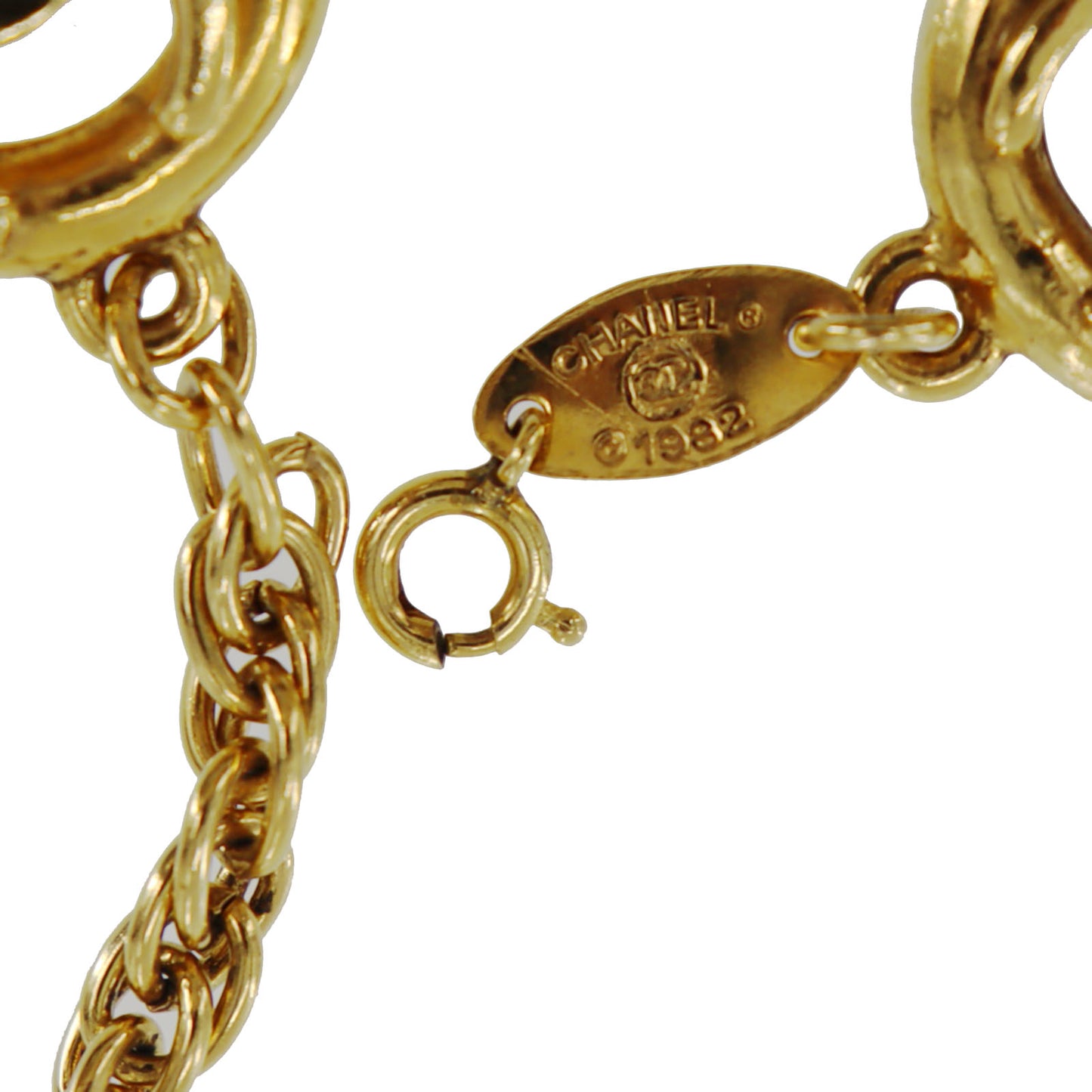 CHANEL CC Logos Circle Bracelet Gold Plated 1982 #BR829