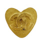 CHANEL CC Logos Heart Earrings 95 P Clip-On Gold #AH694