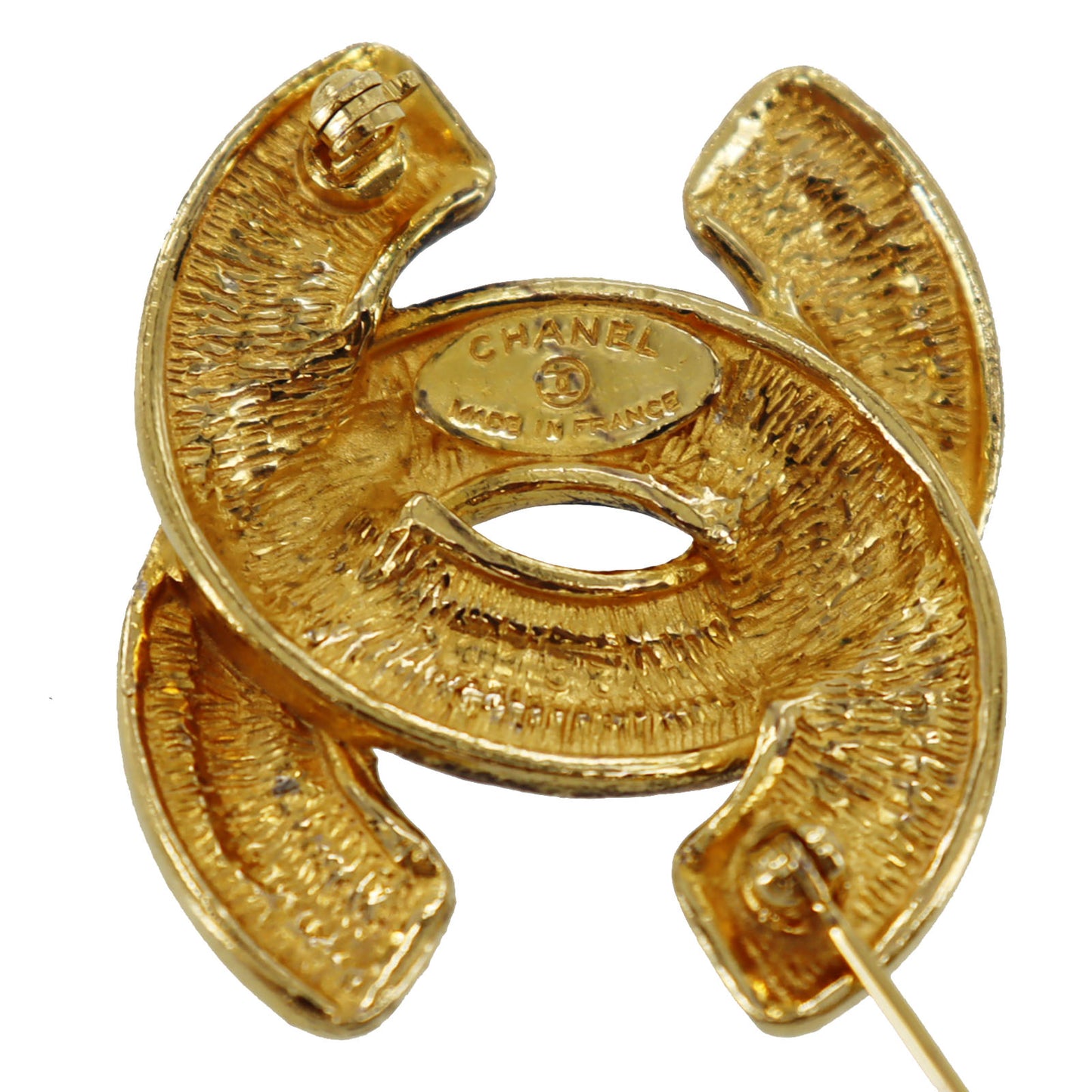 CHANEL CC Logos Matelasse Pin Brooch Gold Plated 1152 #AG307