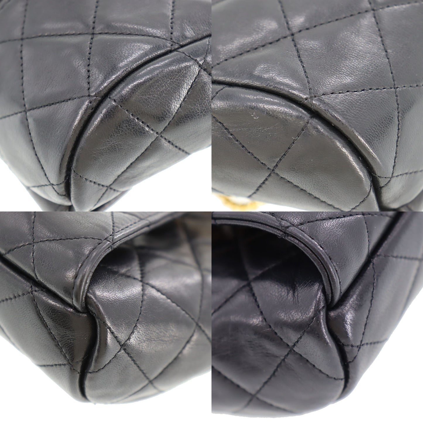 CHANEL Quilted Bum Bag Black Lambskin Leather #CP629