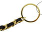 CHANEL CC Logos Keyring Gold Black Gold Plated Leather 94 P #AH541