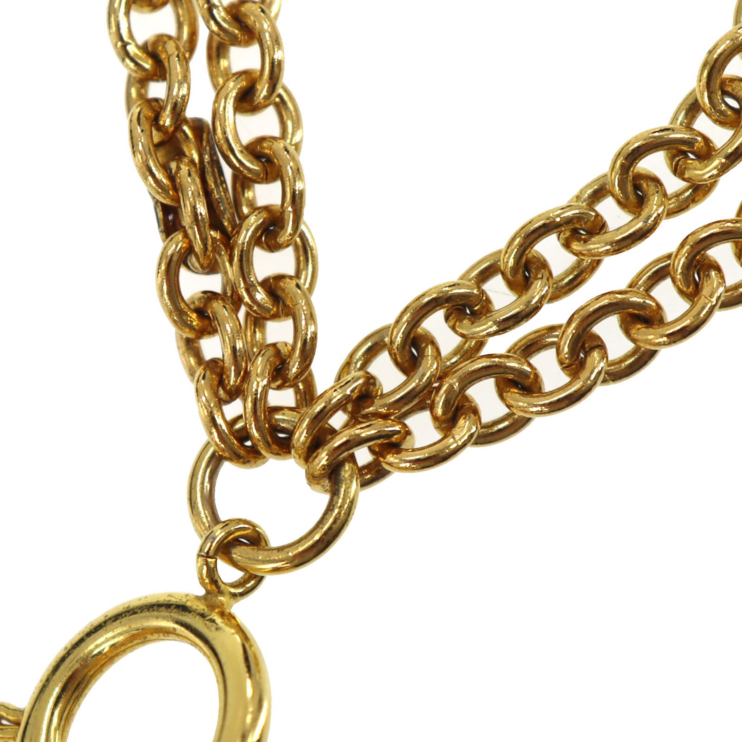 CHANEL CC Matelasse motif Chain Necklace Gold Plated #CG955