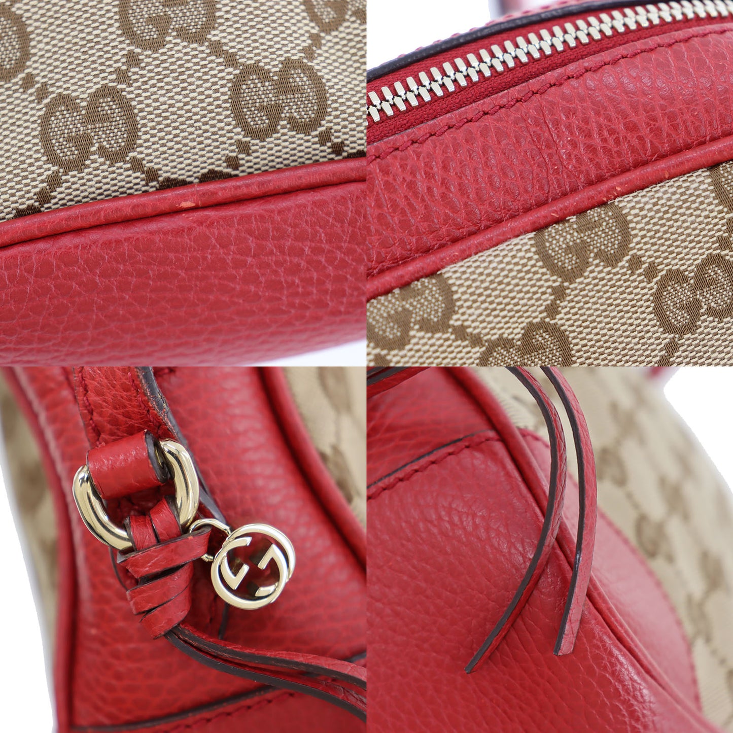 GUCCI Original GG Canvas Crossbody Shoulder Bag Brown Red #CO293