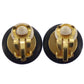 CHANEL Used Earrings Gold Black Clip-On 95 A #AG841