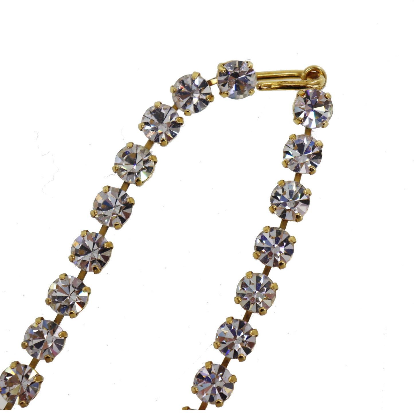 CHANEL Logo Used Chain Necklace Rhinestone Gold 96A #CJ813