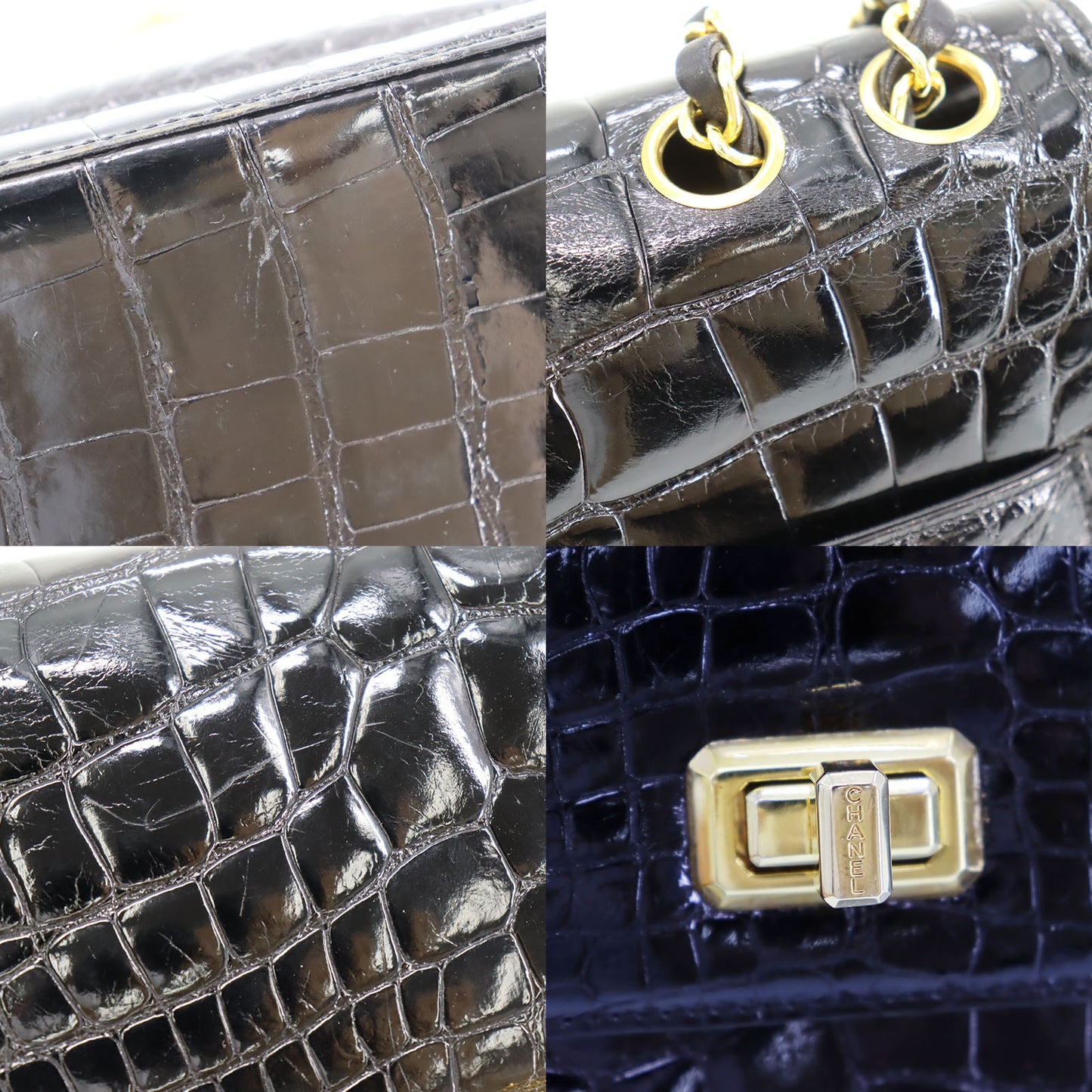 CHANEL Shoulder Bag Embossed leather Black  #BL492