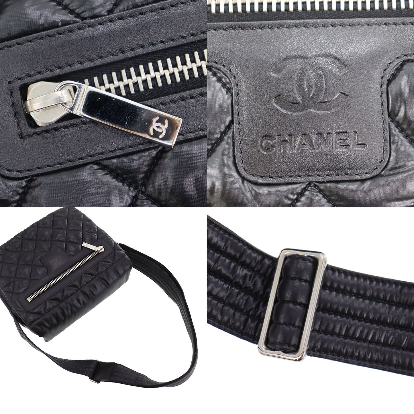 CHANEL Quilted Coco Cocoon Shoulder Bag Nylon Black #CK98