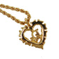 Christian Dior Logo Chain Heart Necklace Rhinestone Gold-Plated #CB315