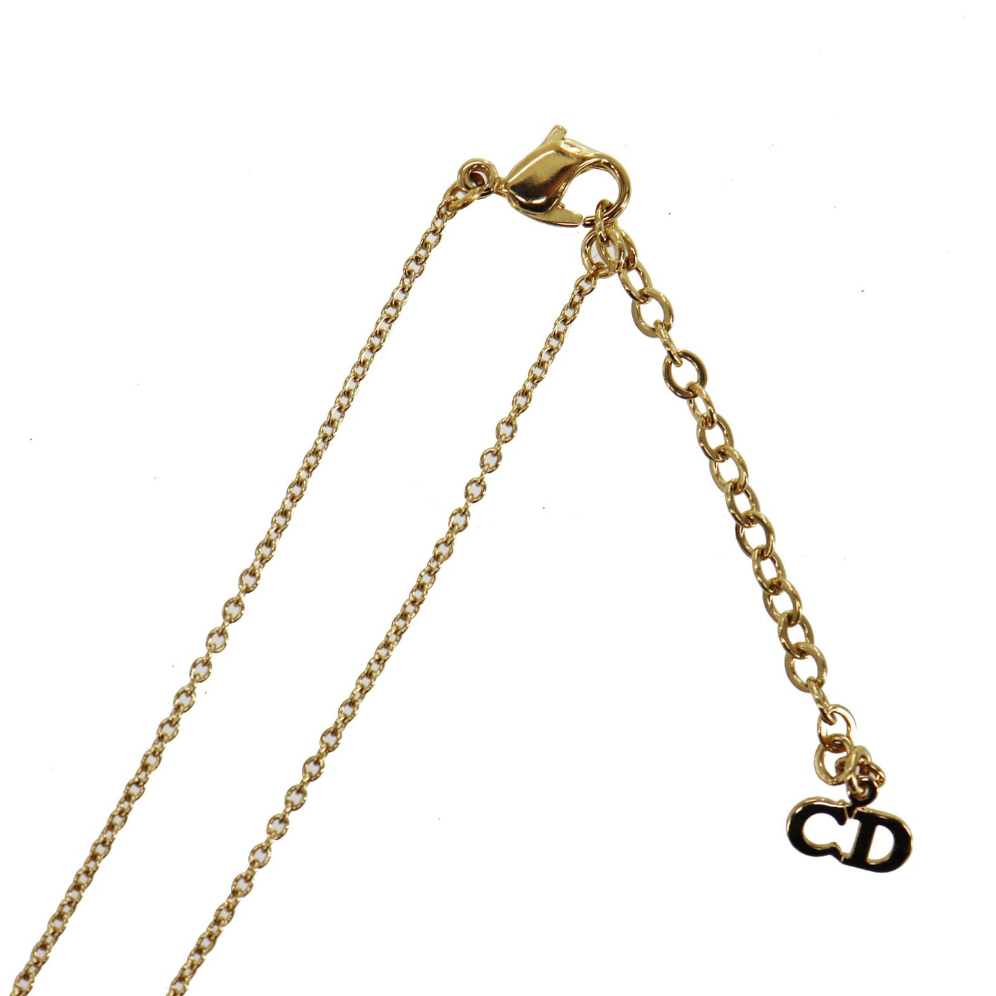 Christian Dior CD Logo Chain Heart Necklace Gold-Plated #CB75