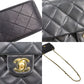 CHANEL Matelasse Shoulder Bag Black Lambskin Leather #CR67
